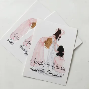 

5pcs personalized any language will you my Maid of honor bridesmaid gift invite card wedding party invitations with envelope