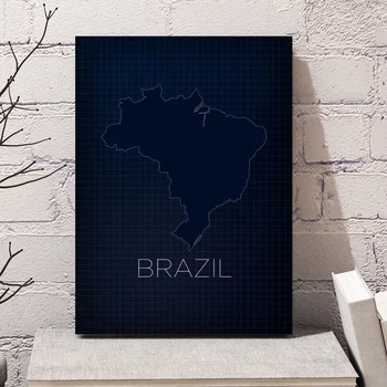 

Brazil Country Blue Map Art Canvas Poster Home Wall Decor (No Frame)