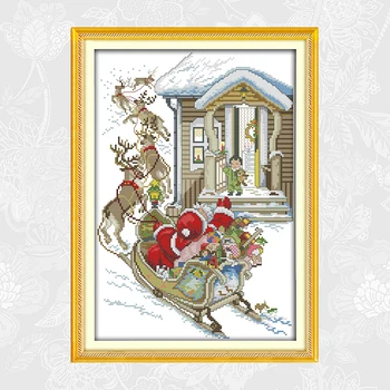 

Joy Sunday Christmas Eve Chinese Cross Stitch kits DMC 14CT 11CT Cotton Fabric Embroidery Hotel Home Decor Painting