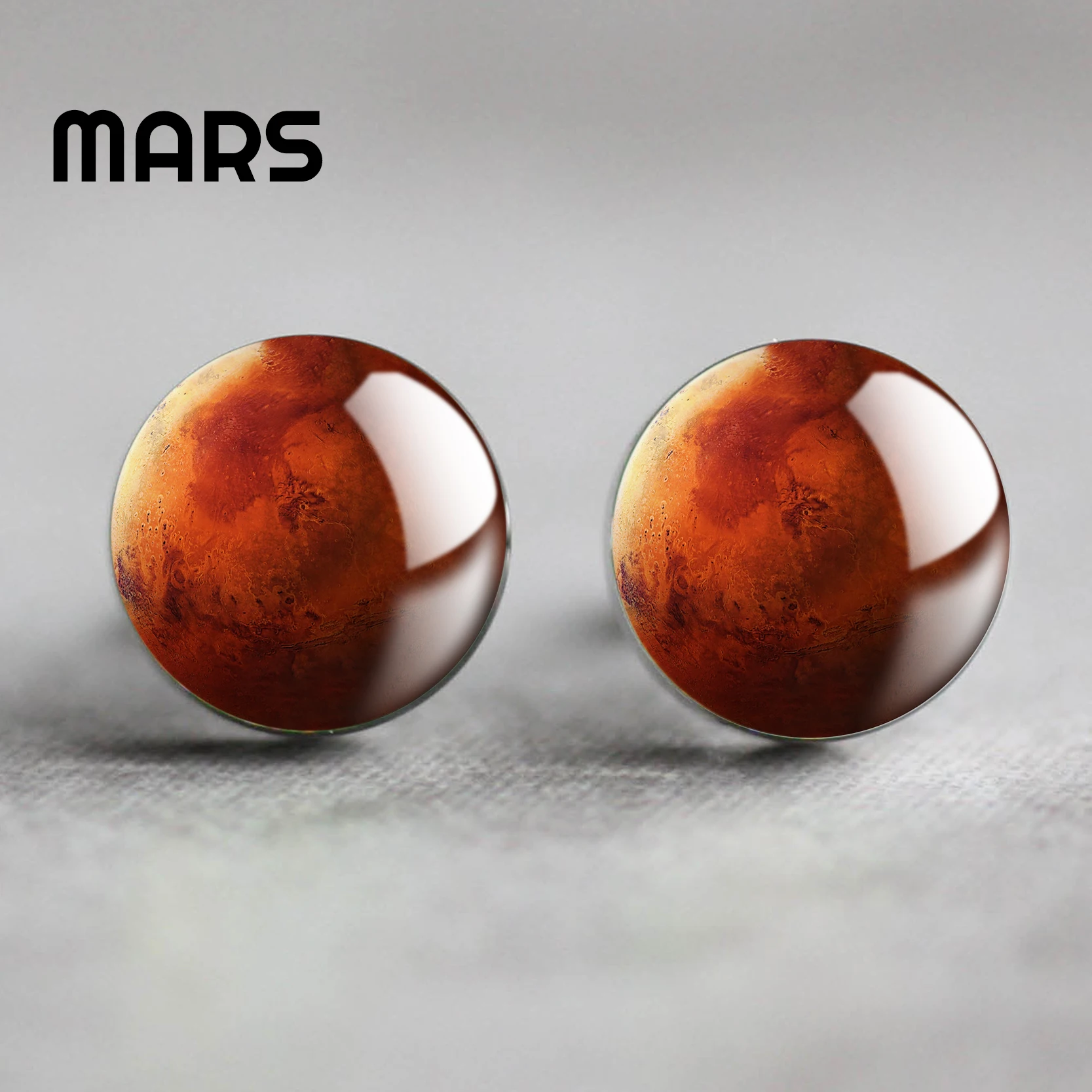 MARS Moon Солнечный Системы Запонки-планеты, друга жениха Мужские свадебные запонки, запонки Вселенной Galaxy Туманность Забавный костюм, состоящий из футболки серебряные запонки - Окраска металла: MARS