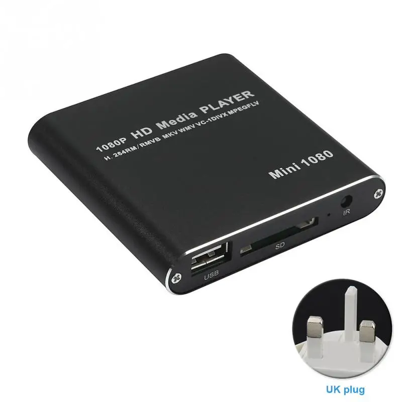 1080P HDD плеер USB хост Мини медиа домашний аудио Full HD HDMI AVI AV Портативный MMC MKV карта памяти чтение легкий - Цвет: Black UK