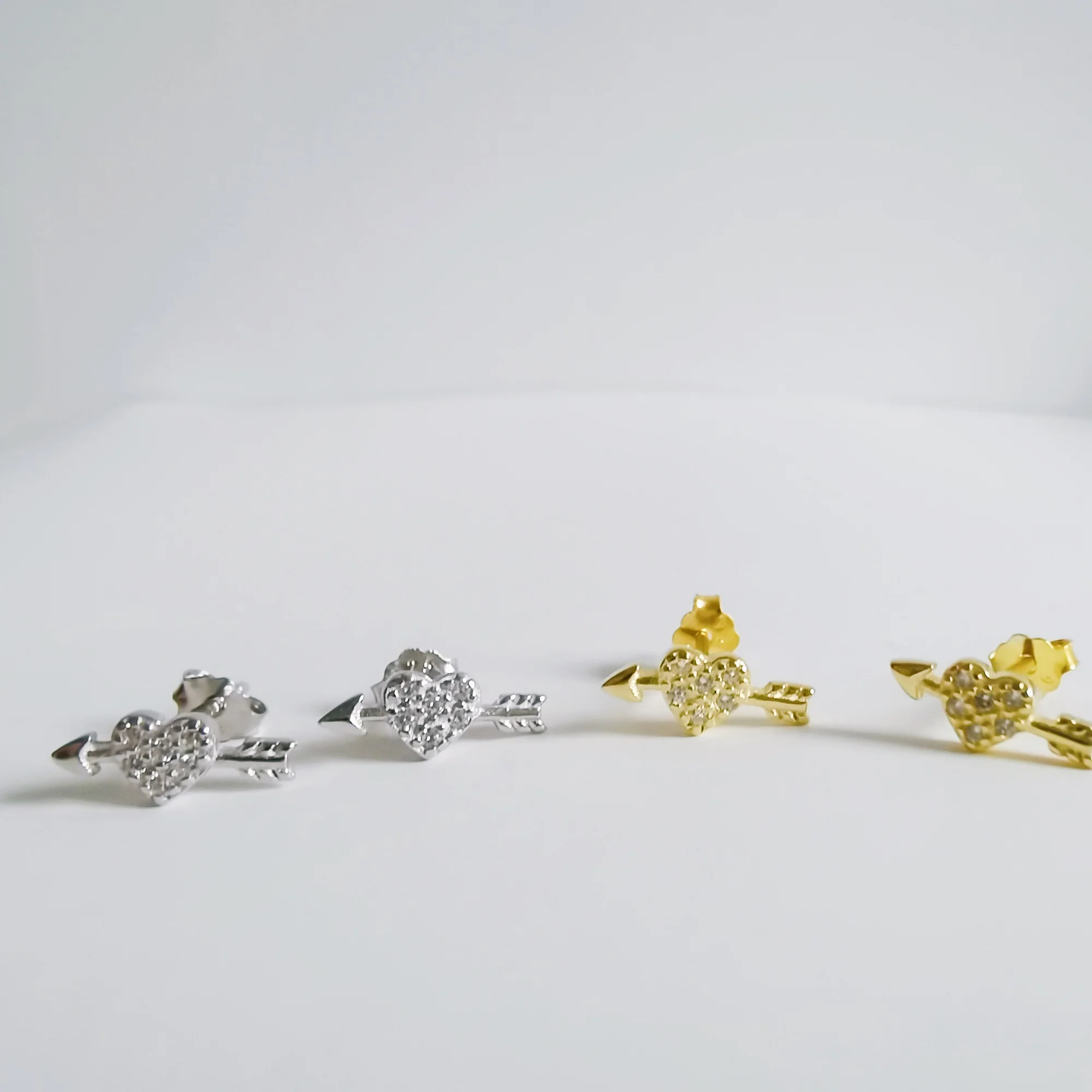 

Original 925 Sterling Silver Angel Cupid Arrow Love Heart Earrings For Women Ear Studs Cute Unique Design Fine Jewelry Exquisite