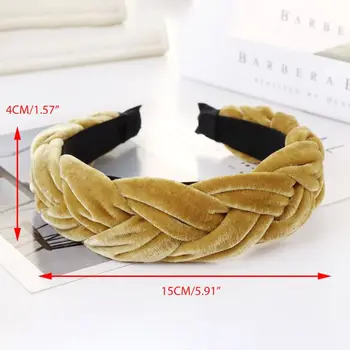 

Ethnic Style Glitter Velvet Wide Headband Women Girls Thick Handmade Braided Hair Hoop Bright Solid Color Twists Tiara Headwear