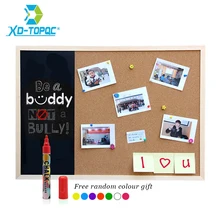 New 30*40cm Bulletin Board Blackboard Cork Combination 1:3 Wooden Frame Message Home Photos Write Notes Chalkboard