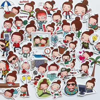 

43pcs Meatball head Gril Stickers for Suitcase Satchel Schoolbag Book Bag Pencil Box Folder Phone Laptop Travel Luggage Decals