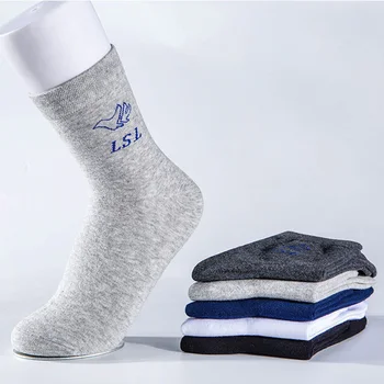 

2020 New Combed Cotton Socks Men Business Casual Black Blue Crew Socks For Men Soft Breathable Gift for Man 10 Pairs Pack