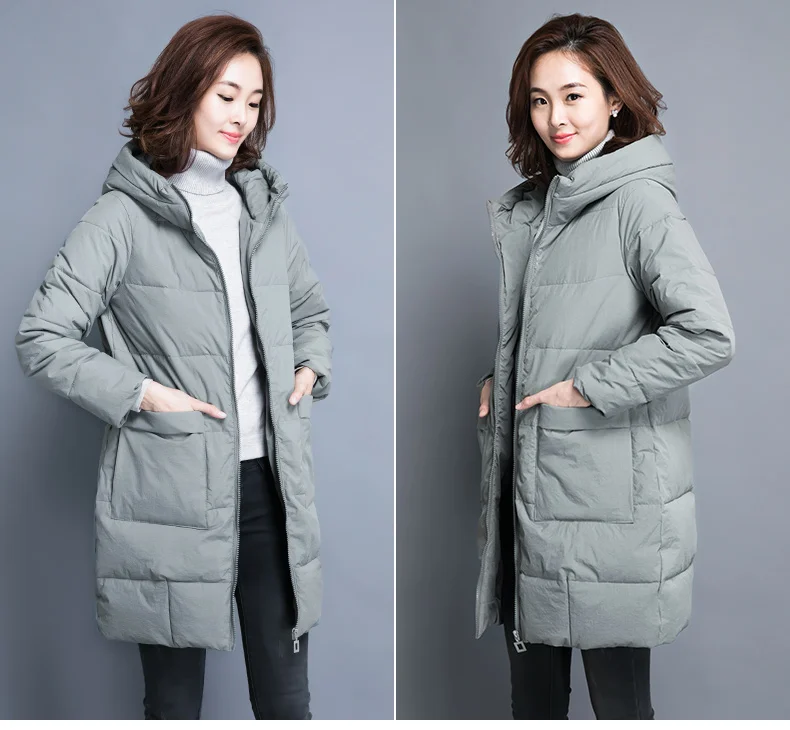 Tide Autumn And Winter Women Cotton New Slim Hooded Coats Casual Cotton Pockets Jacket Fashion Thicken Parkas Women