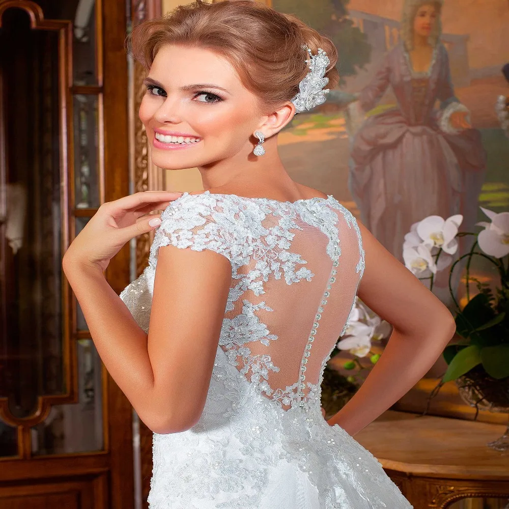 Vestido de noiva привлекательное кружевное свадебное платье трапециевидной формы со съемным шлейфом Robe de mariage casamento платья для матери невесты