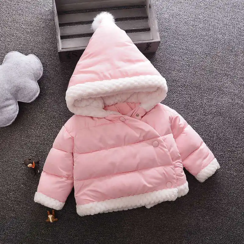 Милое пальто для девочек зимняя модная шерстяная куртка для девочек однобортное плотное пальто с капюшоном однобортная теплая одежда принцессы - Цвет: Pink