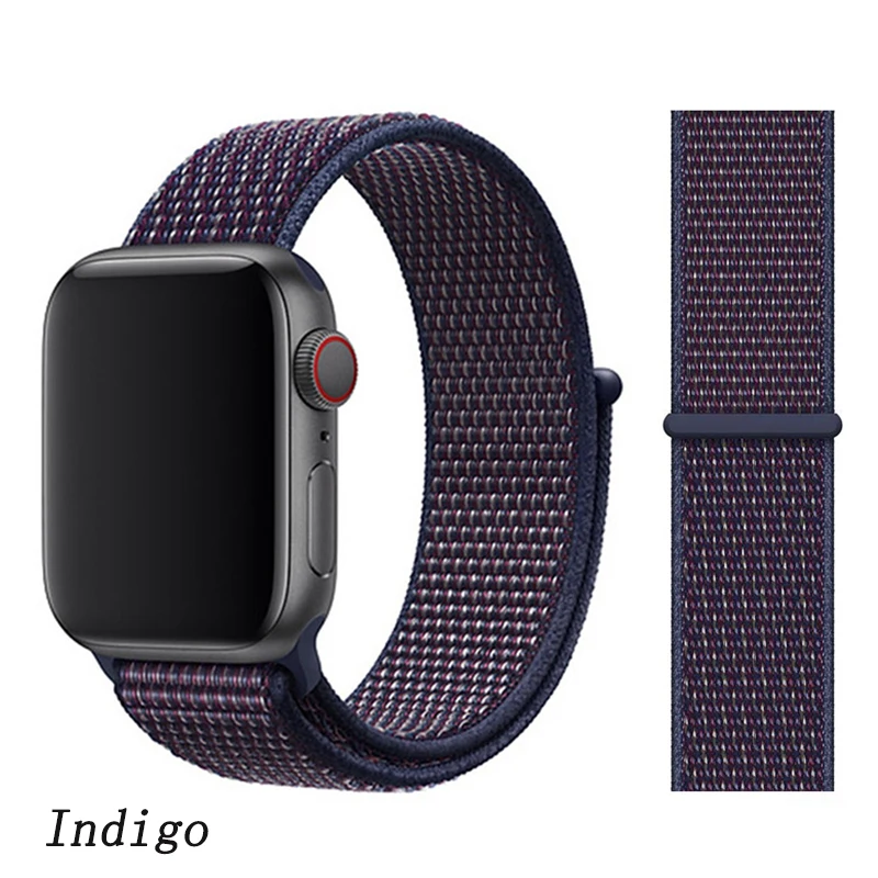 Ремешок для apple watch 5 4 band correa apple watch 42 мм 44 мм 38 мм 40 мм iwatch series 5 4 3 2 1 нейлоновый браслет pulseira - Цвет ремешка: Indigo