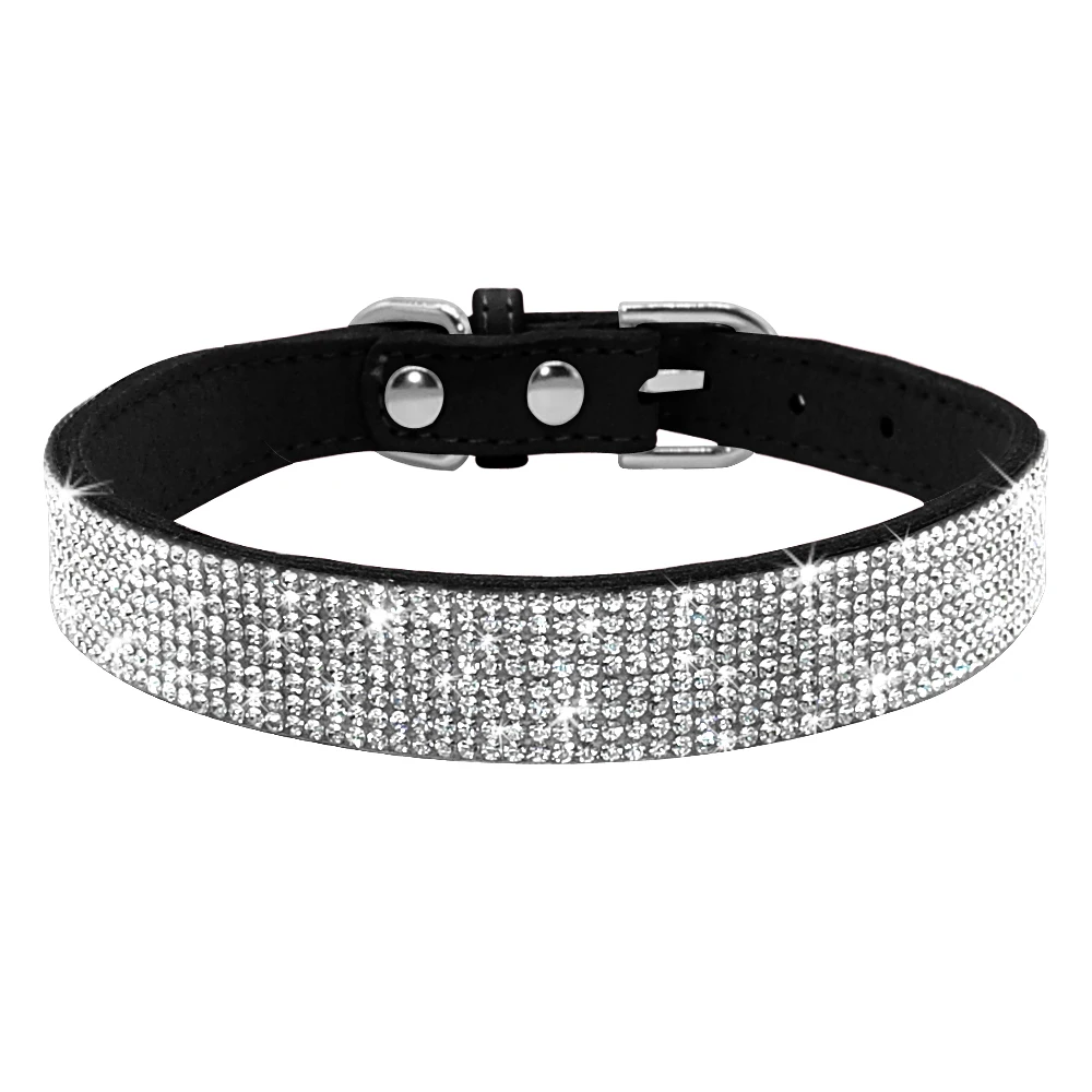 Rhinestone Dog Cat Collar Suede Leather For Small Dogs Chihuahua Yorkshire French Bulldog XS S M