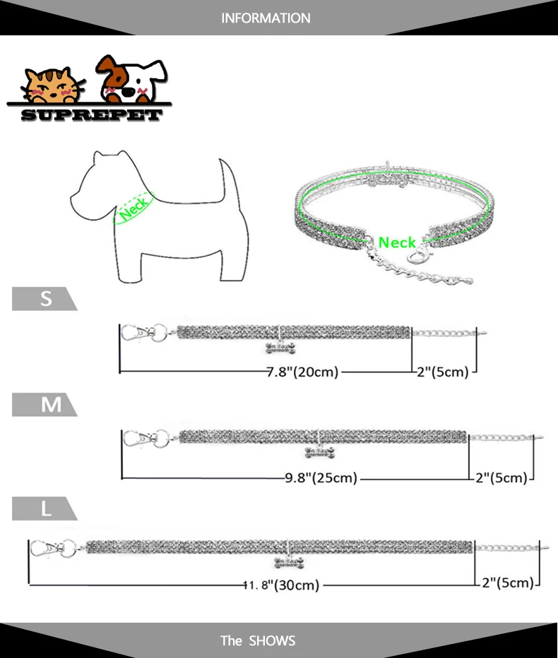 SUPREPET для кошек, собак, котят кристалл алмаз воротник животное ожерелье с кошкой яркие кости аксессуары регулируемые для Боди для чихуахуа