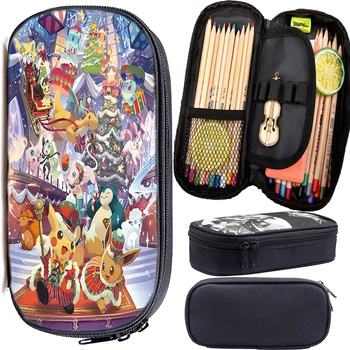 

Cartoon Christmas Pokemon Pencil Case Children Boys Girls Students Pikachu Pencil Box Fashion Anime High Quality Stationery Bag