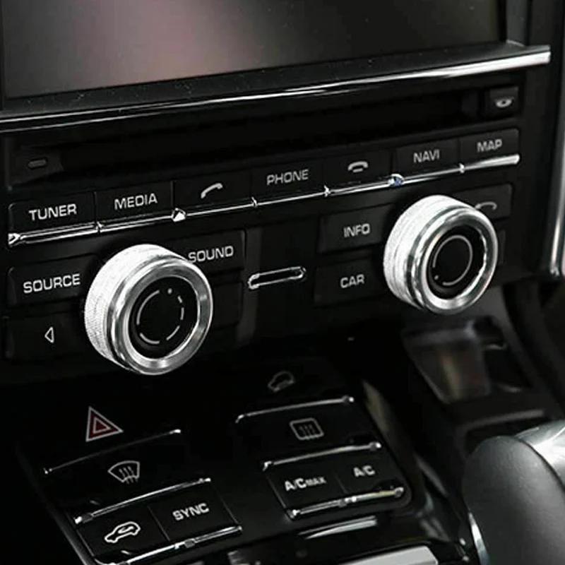 2PCS Car Volume Radio Knob Cover For Macan S Turbo Panamera S 911 Boxste Car Accessories Volume Knob Cover
