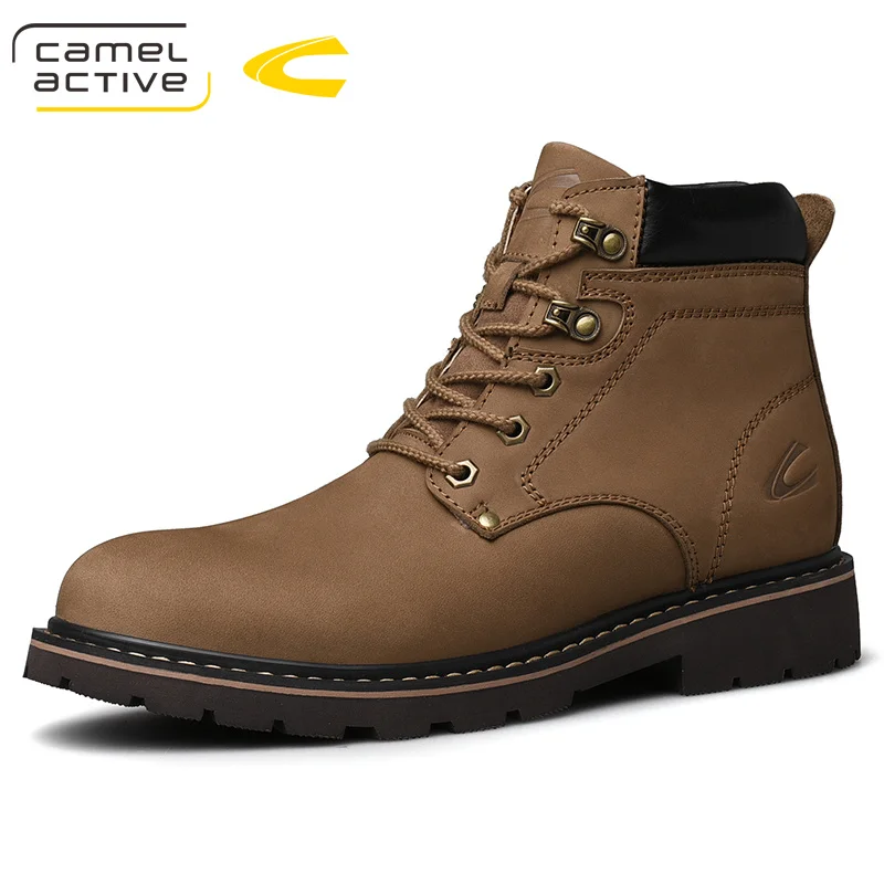 Camel Active/Новинка; мужские ботинки; зимние мужские ботинки из натуральной кожи с амортизацией; рабочие ботинки; мужские ботильоны с эффектом потертости; botas; обувь - Цвет: khkai