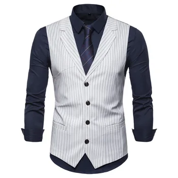 

In the autumn of 2019 the new leisure fashion suit collar stripe vest men big yards British wind single-breasted ma3 jia3