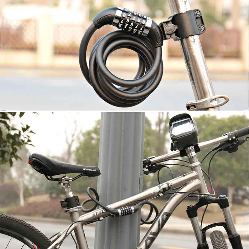 Велосипедный Замок Противоугонный стальной провод безопасности велосипедный кабель замок ключ 5 цифр код комбинация стальной кабель спиральный замок ZL07