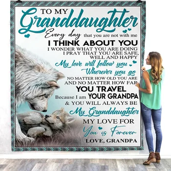

ONGLYP Throw Blanket To My Granddaughter Cozy Sherpa Fleece Warm Soft Blanket for Couch Bed Sofa All Season Plush Blanket Throws