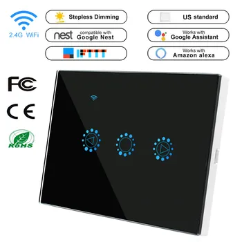 

220V Dimmable WIFI Touch Switch 1 gang LED Light Lamp Switch APP Remote Control EU US Standard Light LED Stepless Dimming Switch