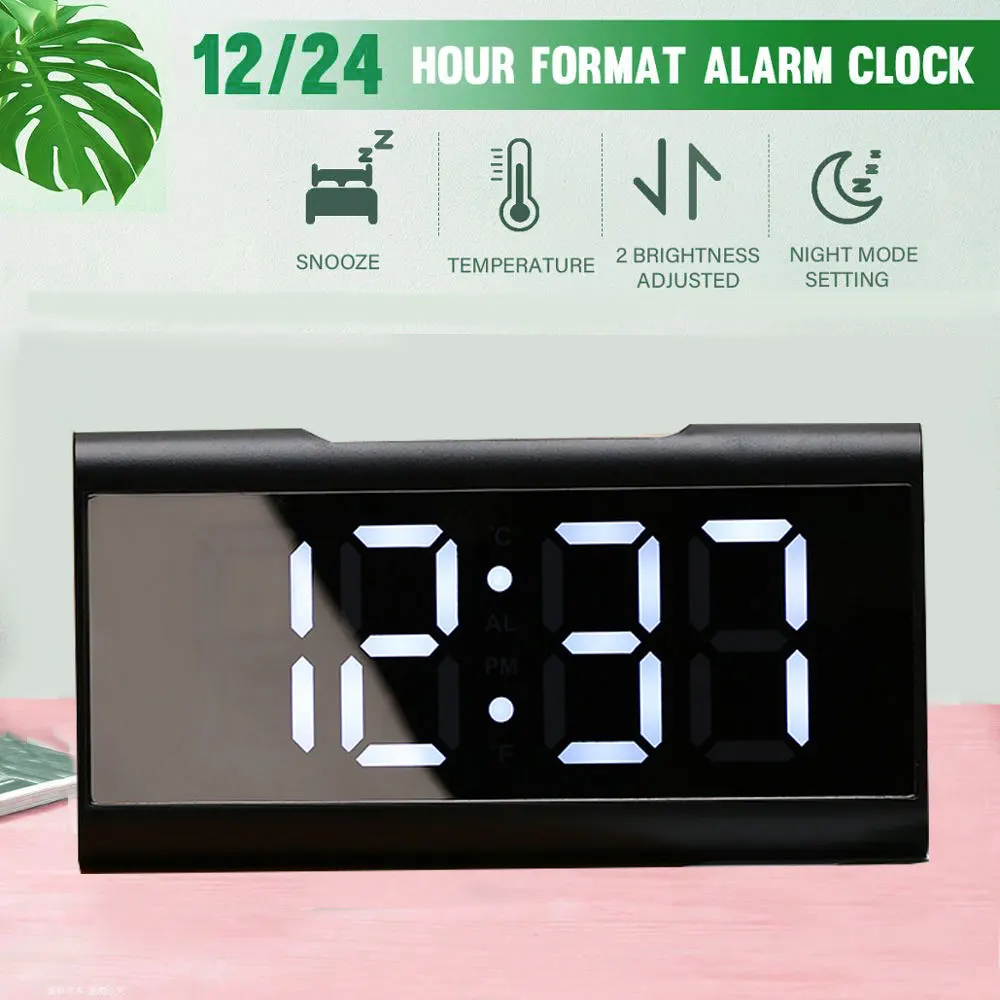 WEKKER Digital Alarm Clock Desk Table Curved LED Screen Clocks Bedroom Temperature Snooze Function Home Decor | Дом и сад