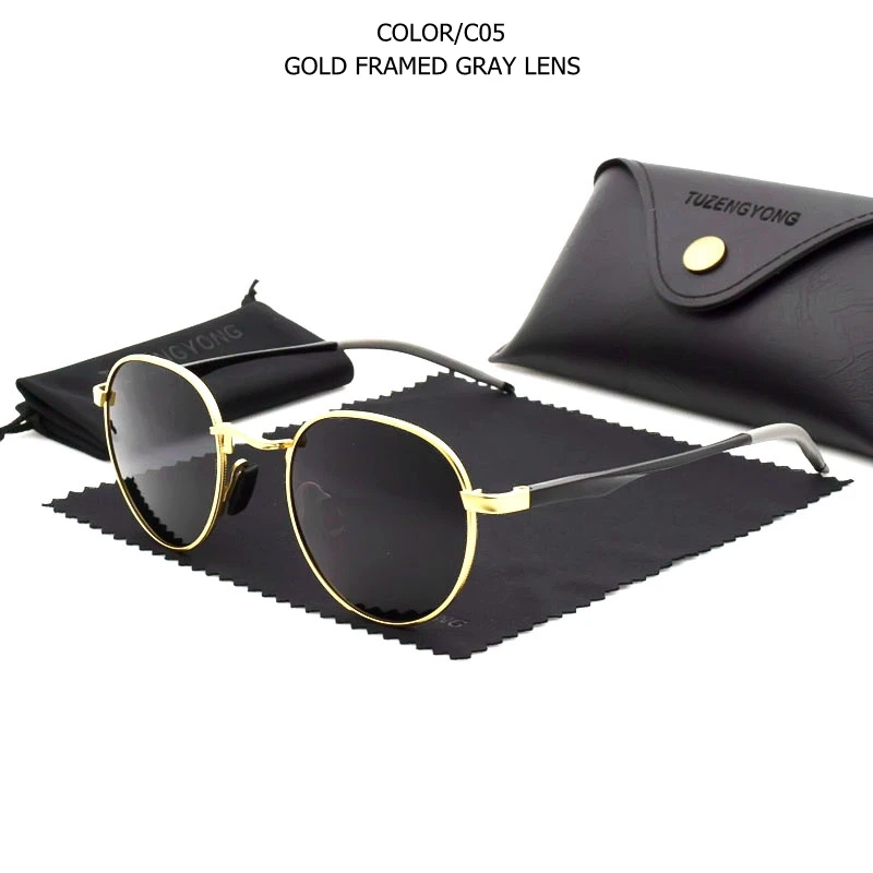Polarisierte Sonnenbrille Gothic Steampunk Vintage Rund Uv400_voghion.com