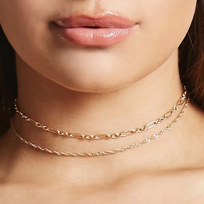 Multi-layer Thin Chain Water Wave Snake Mixed Clavicle Necklace Choker Set Women | Украшения и аксессуары