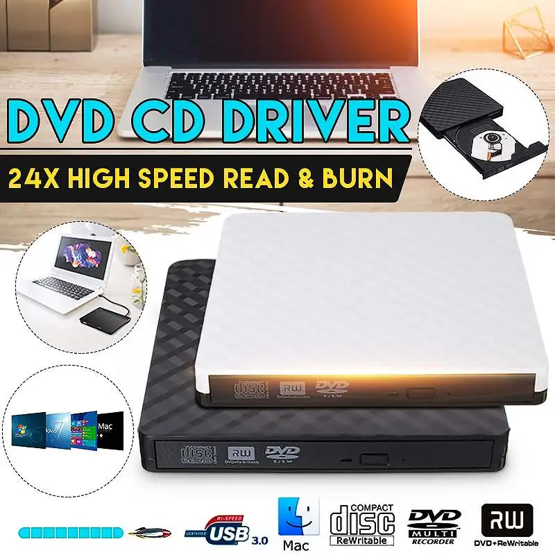 Высокоскоростной внешний CD/DVD чехол с драйверами USB 3,0 RW Burner Reader rom чехол с оптическим приводом для ноутбука для mac Windows