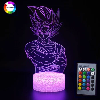 

Dragon Ball 3D Lamp Illusion Night Light Remote Control 16 Colors Change Goku 3D Decoration LED Night Table Lamp Birthday Gift