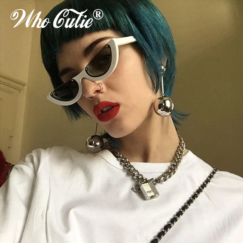 Женские солнцезащитные очки кошачий глаз WHO CUTIE Винтажные Солнцезащитные в