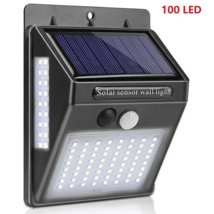 

100LEDs UP65 Waterproof 3 Sides Luminous Solar Motion Sensor Wall Light with Light Control