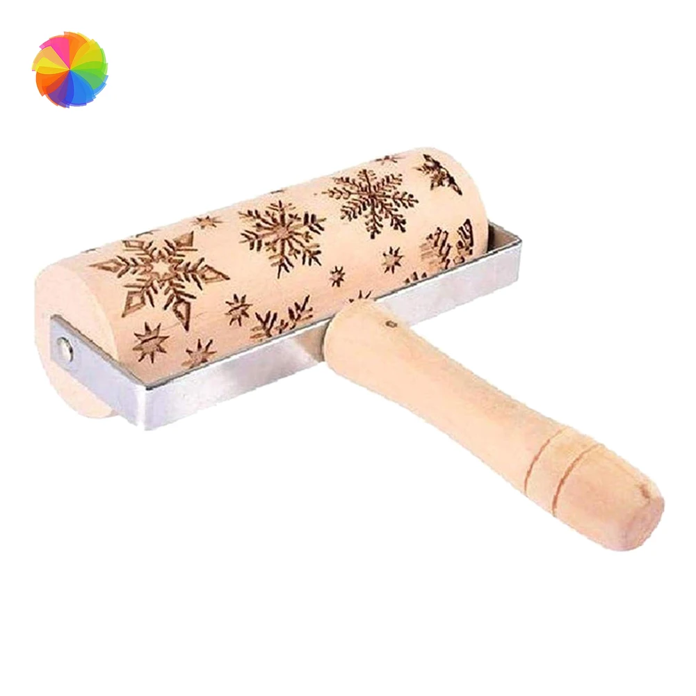

Push-Style Christmas Embossing Rolling Pin Printed Cookie Dough Stick Fondant Tool Baking Noodle Cake Dough Engraved Roller Pins