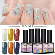 MAD DOLL 8 мл Платиновый УФ-гель для ногтей Блеск сверкающий лак блестки длительное впитывание УФ Гель-лак для ногтей