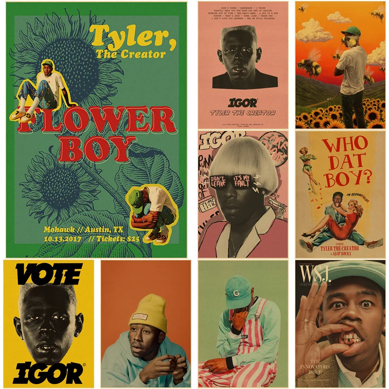 Постеры для мальчиков с изображением рогателя Тайлера волка ретро крафт-бумага