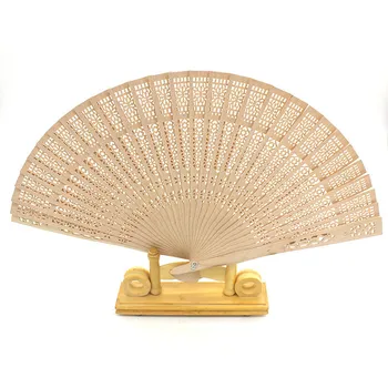 

Hand Fan Fragrant Party Wedding Carved Bamboo Folding Hollow Carved Fan Vintage Chinese Hollow Flower Printing Wooden