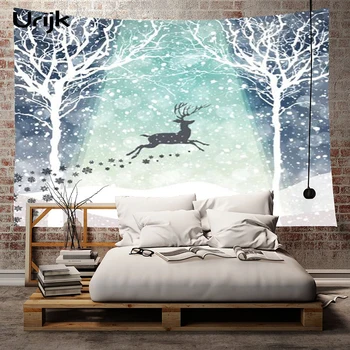 

Christmas Wall Tapestry Cartoon Printed Tunic Tapestry Wall Hanging Room Dorm Home Decor bed cover Table Cloth New Year