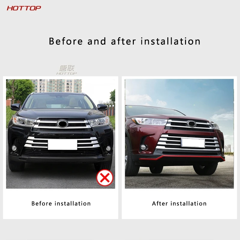 HPU эластичный материал Щепка и красный передний бампер Накладка для Toyota Highlander