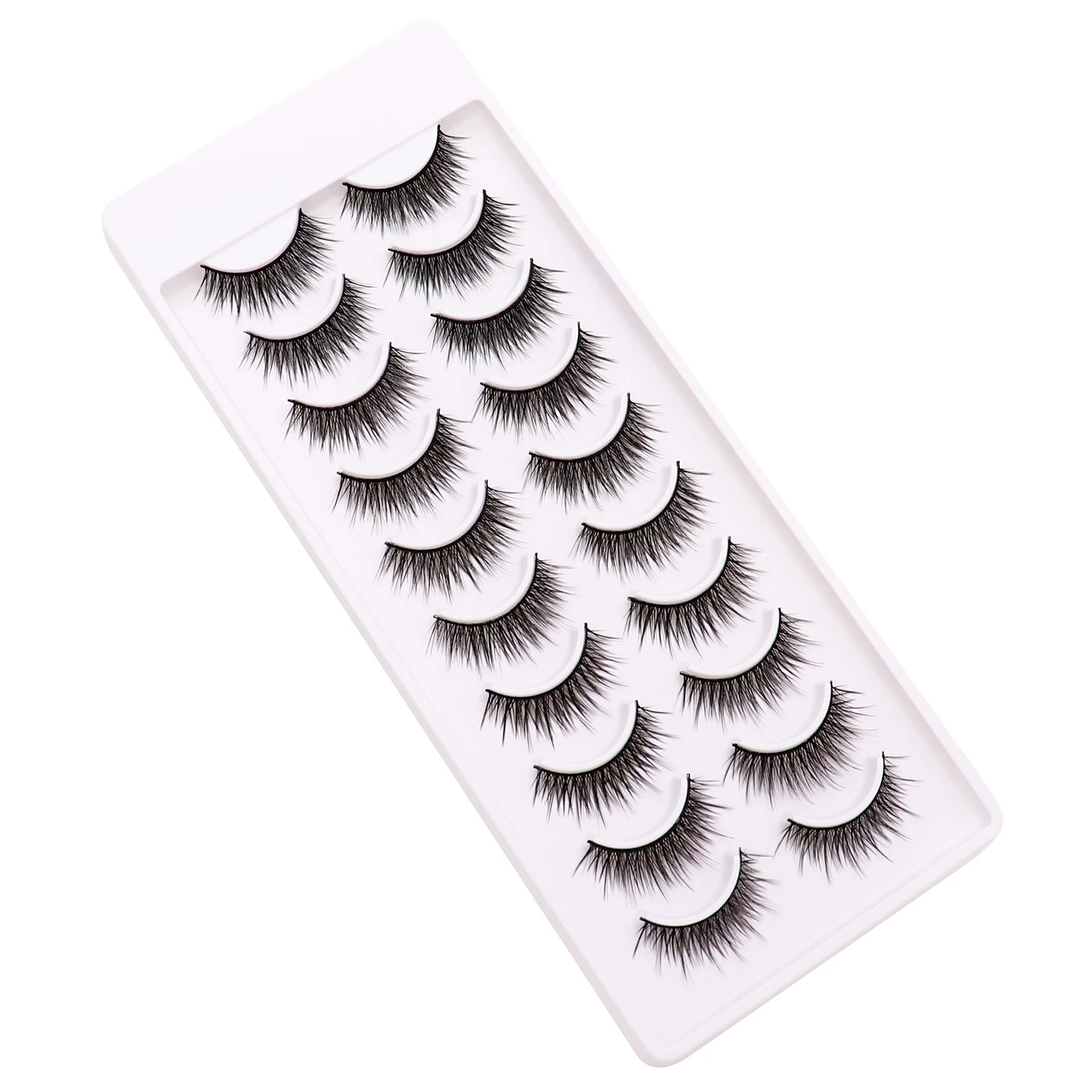 

Fashion Natural Short Eyelashes Nude Makeup Handmade Cross False Eyelashes Tapered Realistic Fake Eye Lashes 10 Pairs