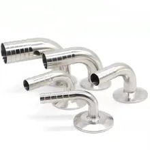 

12.7/14/16/19/25/32/38/45/51/mm O.D SS304 Sanitary Hose Barb Pipe Fitting 1.5" 2” Tri Clamp 50.5mm/64mm Ferrule 90 Degree Elbow