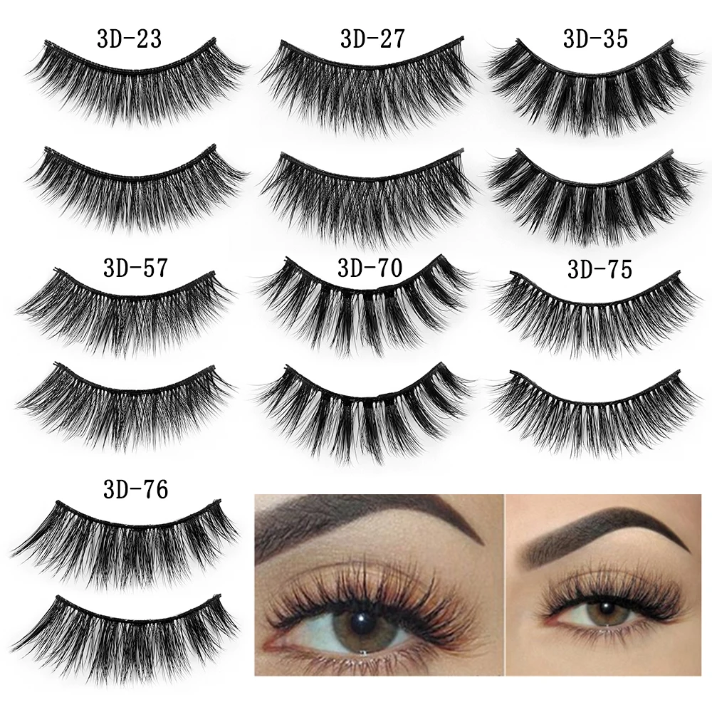 New Hot Reusable Natural Long false eyelashes Curl Cross fake lashes long 3D Volume Faux Mink lashes extension Beauty makeup