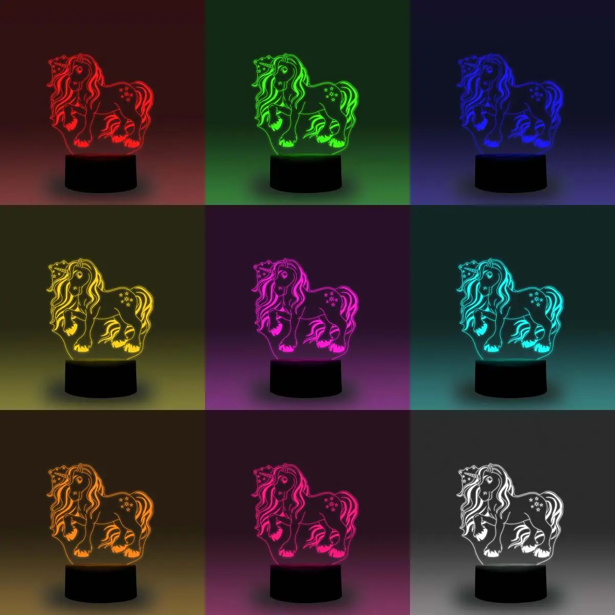 NiteApps дети милый Единорог 3D RGB светодиодный ночник настольная лампа Иллюзия подарок на день рождения приложение/сенсорное управление