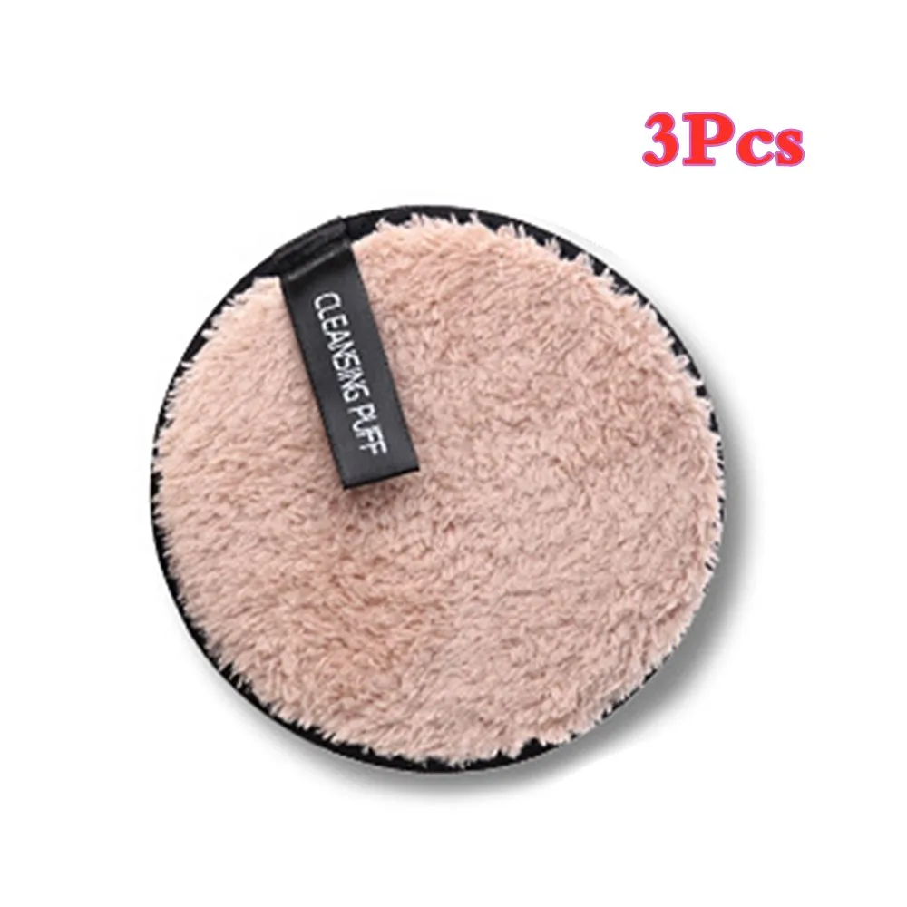 Brown 3Pcs Губка для снятия макияжа, для смывания, для мытья, хлопковая, хлопающая, пуховка для лица, мягкая, очищающая ткань для лица, подушечки, плюшевая пуховка, чистящие инструменты - Цвет: Brown 3Pcs