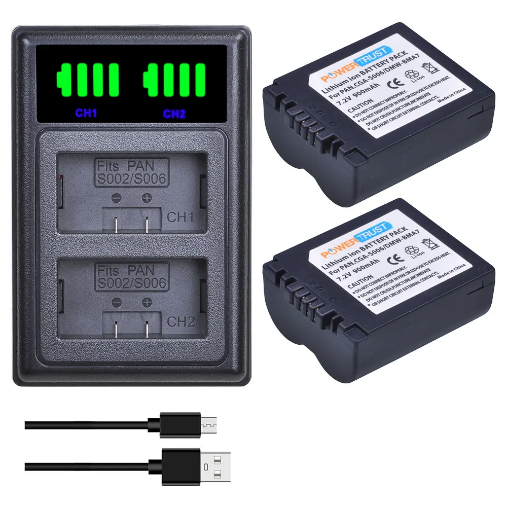 CGR-S006 DMW-BMA7 CGA-S006 Батарея и LED Зарядное устройство для цифрового фотоаппарата Panasonic