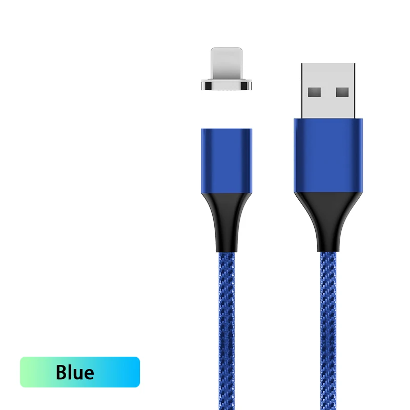 Blue For iphone Магнитный кабель 3A Быстрая зарядка для iPhone Xiaomi samsung Android мобильный телефон магнит зарядное устройство type C Micro USB кабель для передачи данных - Цвет: Blue For iphone