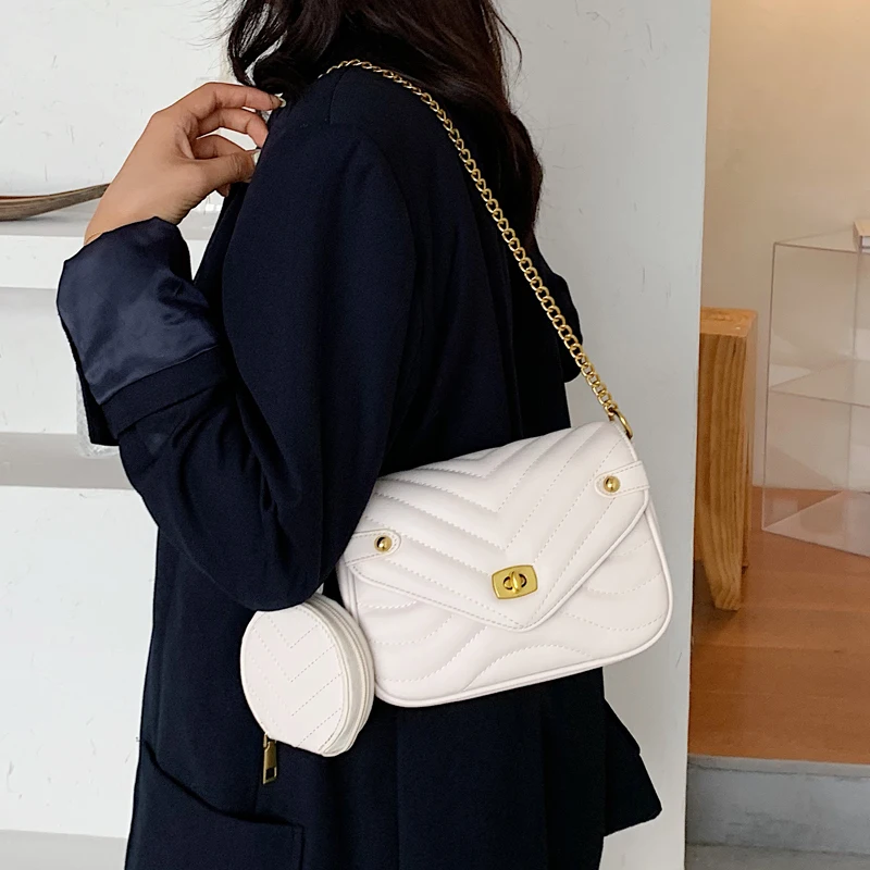 Kleine Schultertasche aus PU-Leder für Frauen 2023 neue Geldbörse und Handtaschen Damen Reise Umhängetasche Damenkette Schultertasche 2_voghion.com