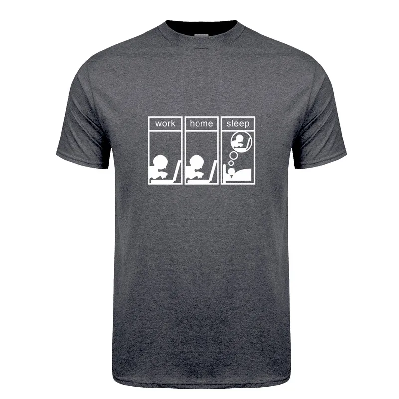 Летняя Новинка, футболка для работы, дома, сна, забавная хлопковая Повседневная мужская футболка с коротким рукавом, всегда работающая программист, Мужская футболка, Топ OS-003 - Цвет: dark heather