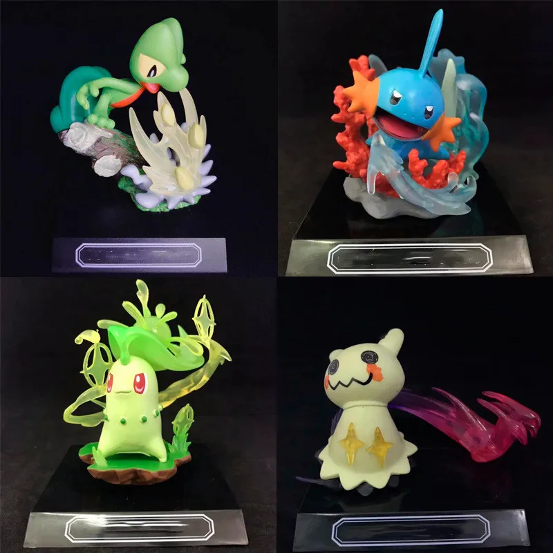 11cm Mudkip Bullet Seed Chikorita Mimikyu pokemones action Figure PVC Model Toys