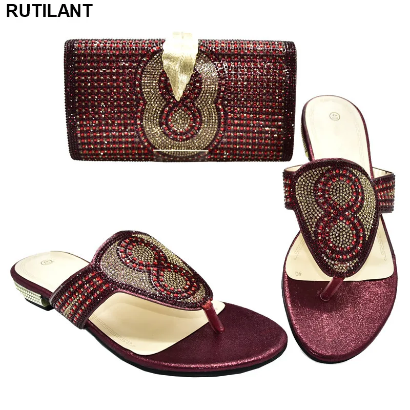 

New Arrival Italian Shoes with Matching Bags Latest Design Italian Designer Shoes and Bags Matching Set Slip on Shoes for Women