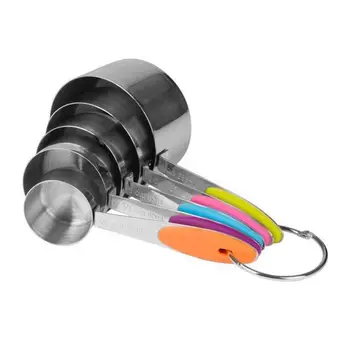 

10pcs Measuring Cup Stainless Steel Kitchen Measuring Scoop Spoon Handles Accessories Tea Tool For Baking Set Measuring Cof X8W2