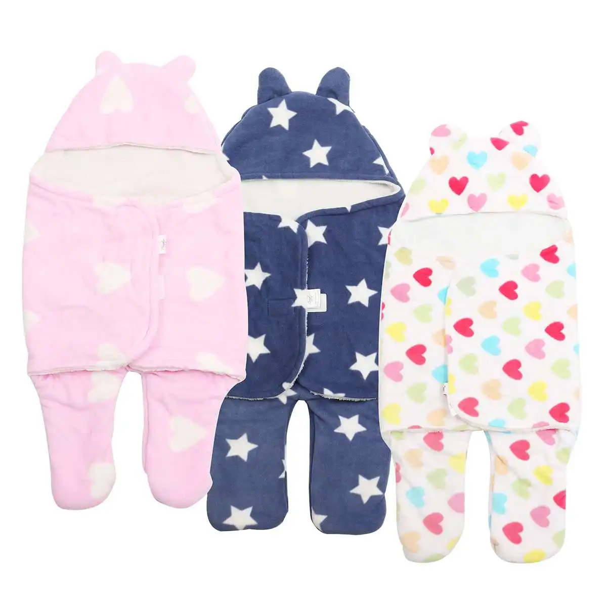 

Hot Winter Baby Boys Girls Blanket Wrap Double Layer Fleece Baby Swaddle Sleeping Bag For Newborns Baby Bedding Blanket