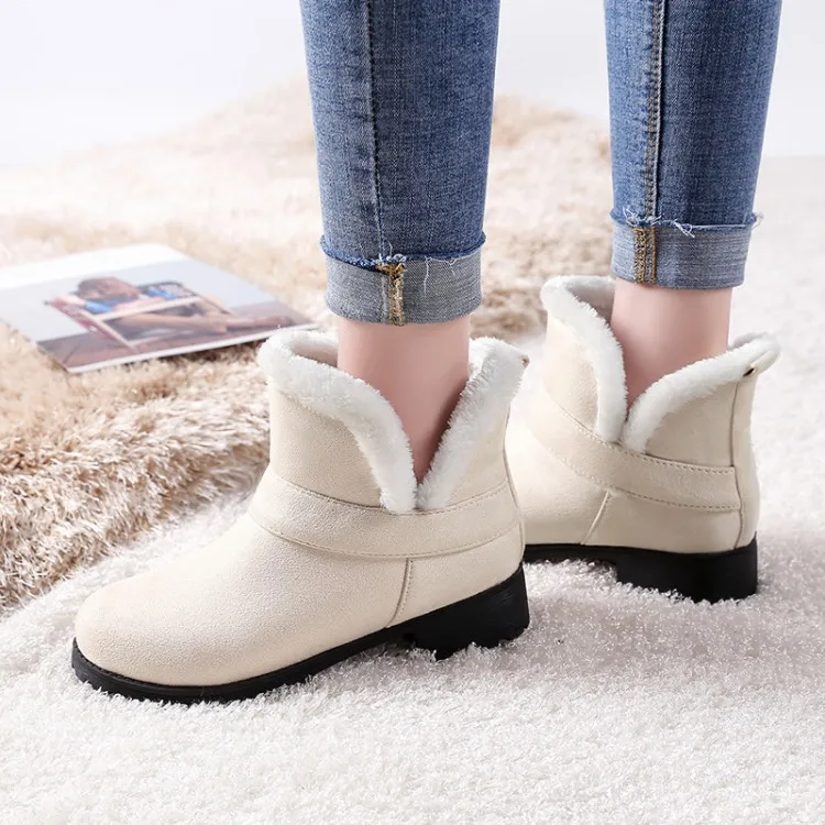 

Big Size 11 12 13 14 15 16 17 Low-heeled lady's furry ankle boots Martin boots fur boots short tube warm boots
